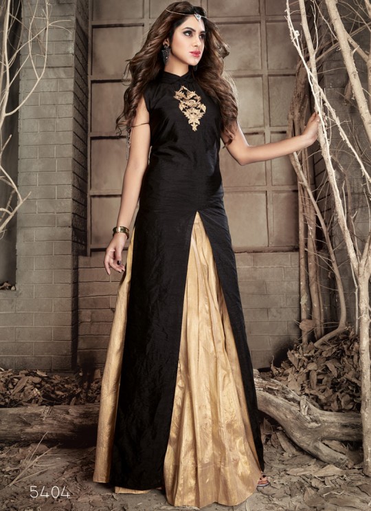 Black Banarsi Silk Gown Style Anarkali Quinn-2 5404 By Maisha