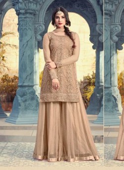 Peach Net Pakistani Palazzo Pearl 5504A Color By Maisha