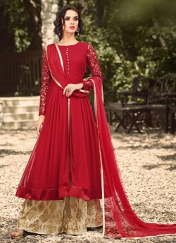Red Georgette Palazzo Suit GLAMOUR VOL 32 32001 By Mohini Fashion