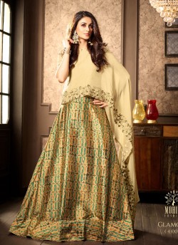 Beige Georgette N Silk Partywear Lehenga GLAMOUR VOL 41 41005 By Mohini Fashion