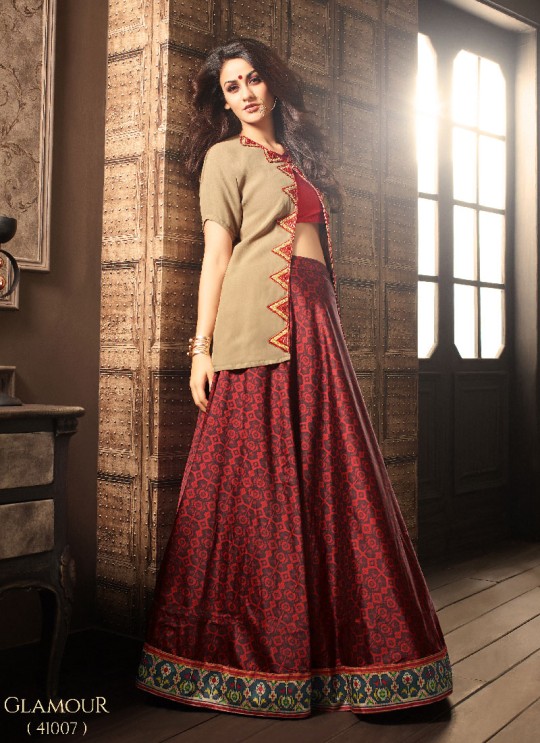 Maroon Georgette N Silk Partywear Lehenga GLAMOUR VOL 41 41007 By Mohini Fashion