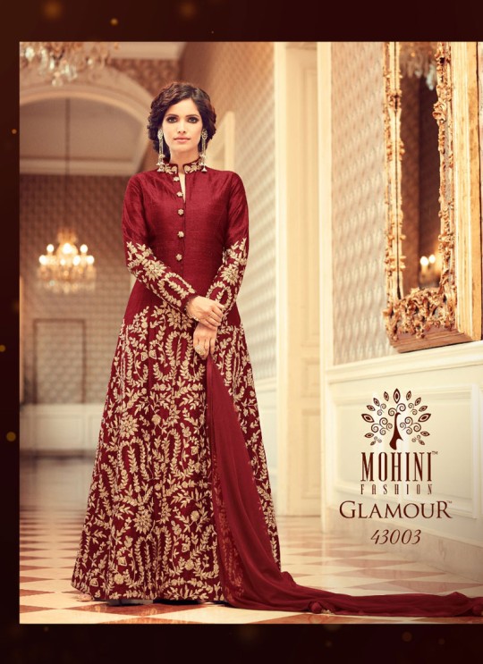Maroon Silk Pant Style Suit GLAMOUR VOL 42 43003A By Mohini Fashion