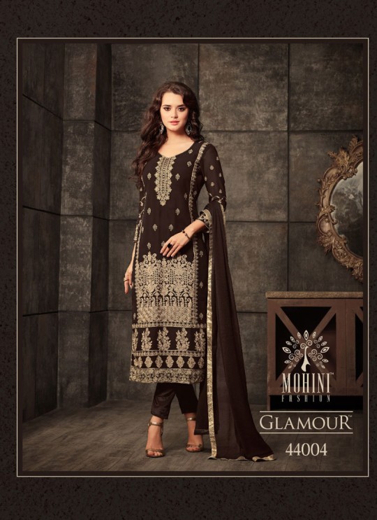 Brown Georgette Straight Suit GLAMOUR VOL 44 44004B By Mohini Fashion