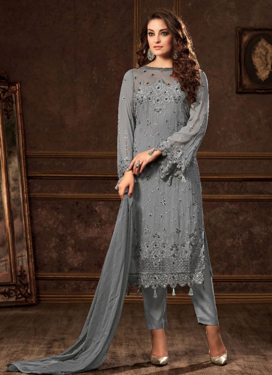 Grey Georgette Straight Suit GLAMOUR VOL 51 51002 By Mohini Fashion