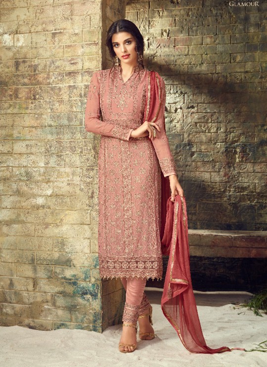 Pink Georgette Straight Suit GLAMOUR VOL 53 53004 By Mohini Fashion