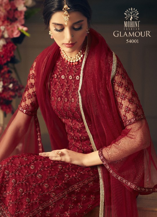 Maroon Net Palazzo Suit GLAMOUR VOL 54 54001 By Mohini Fashion