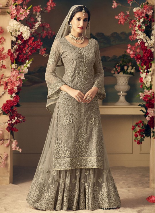 Grey Net Palazzo Suit GLAMOUR VOL 54 54004 By Mohini Fashion