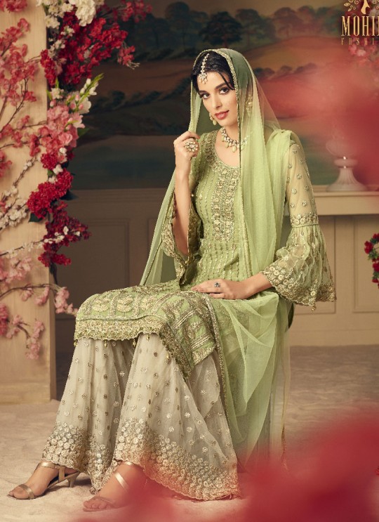 Green Net Palazzo Suit GLAMOUR VOL 54 54005 By Mohini Fashion
