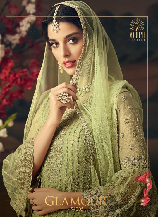 Green Net Palazzo Suit GLAMOUR VOL 54 54005 By Mohini Fashion