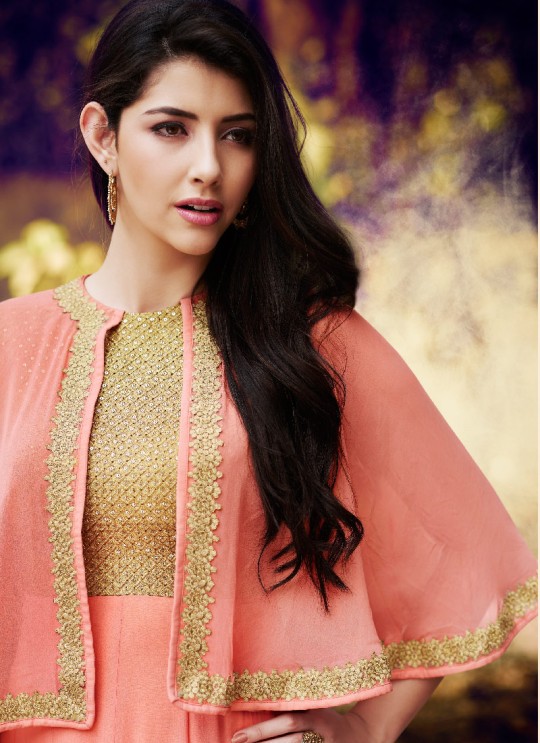 Peach Georgette Anarkali Suits 1023B By Nakkashi Peach Georgette Anarkali Suits 1023B By Nakkashi