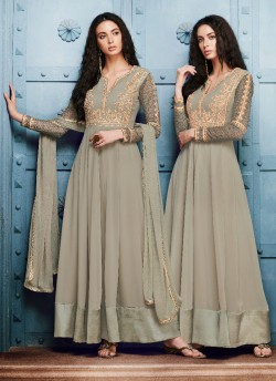 Grey Georgette Anarkali Suits 1040A By Nakkashi