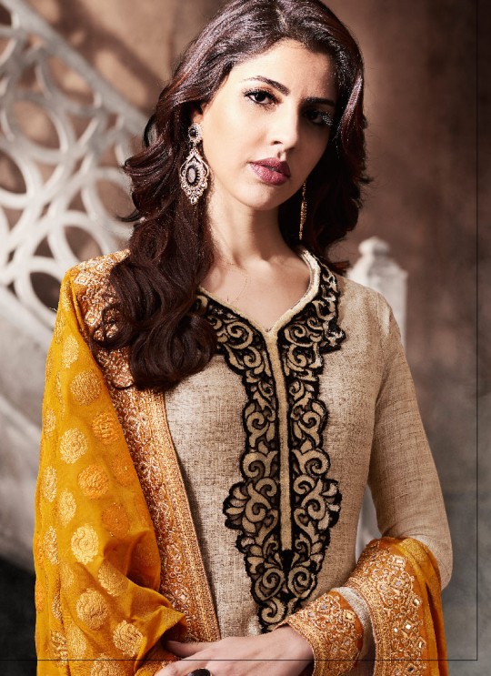 Mustard Khadi Silk Patiala Suit 3067 By Nakkashi