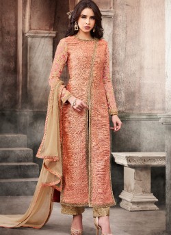 Peach Silk Pant Style Suit 3068 By Nakkashi