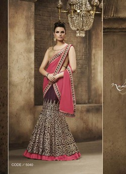 Maroon N Pink Art Silk Lehenga Choli 5040 By Nakkashi