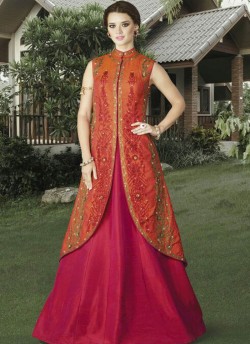 Orange Art Silk jacket Style Suit  4907 By Swagat NX