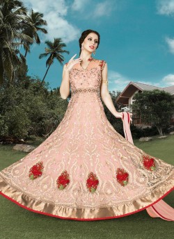 Pink Net Floor Length Anarkali Suit  4908A By Swagat NX