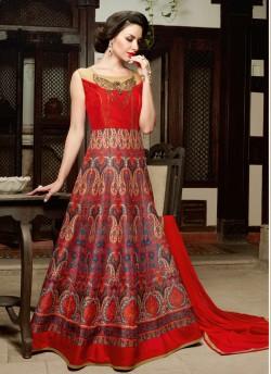 Multicolor Art Silk Gown Style Anarkali  5001 By Swagat NX