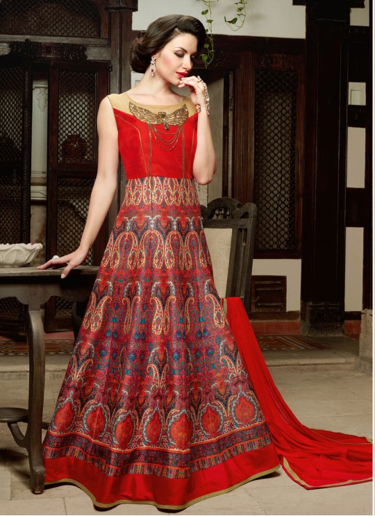 Multicolor Art Silk Gown Style Anarkali  5001 By Swagat NX