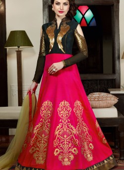 Pink Art Silk Floor Length Anarkali Suit  5007 By Swagat NX