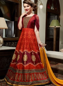 Orange Art Silk Gown Style Anarkali  5010 By Swagat NX