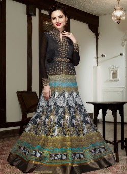 Multicolor Art Silk Floor Length Anarkali With Jacket  5012 By Swagat NX