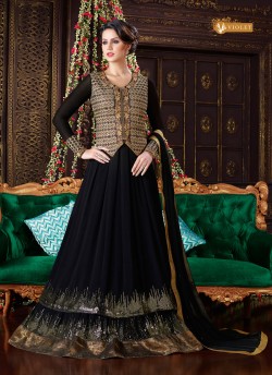 Black Georgette Anarkali Suit With Jacket  5101 By Swagat NX