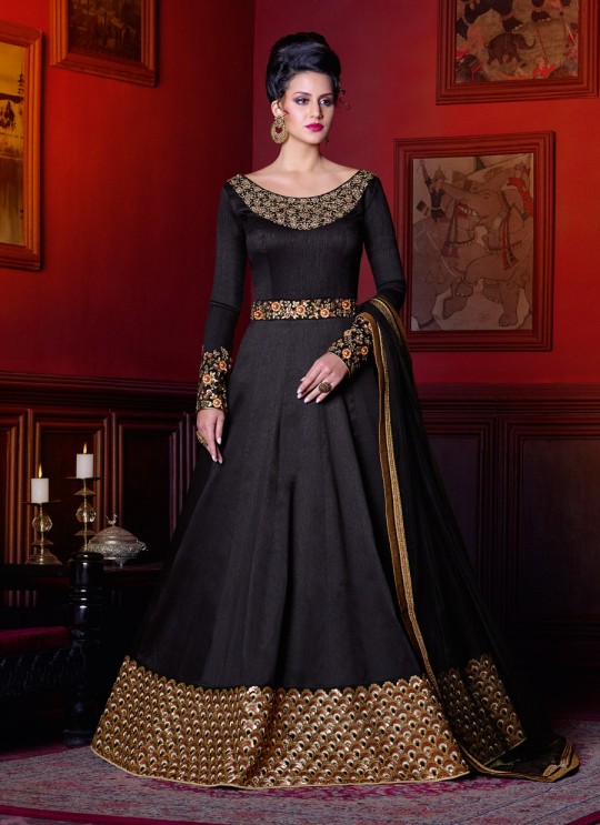 Black Silk Gown Style Anarkali  5211 By Swagat NX