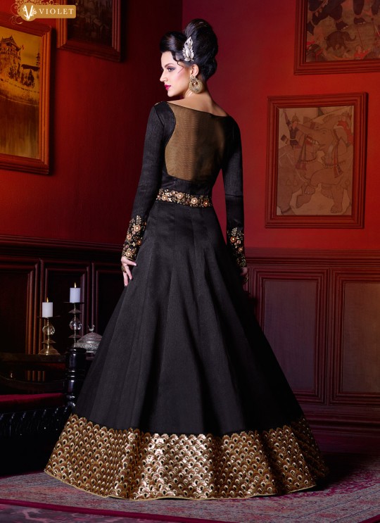 Black Silk Gown Style Anarkali  5211 By Swagat NX