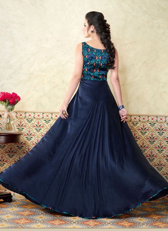 Blue Modal Satin Gown Style Suit  5311 By Swagat NX