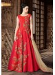 Crimson Red Art Silk Gown Style Suit  5404 By Swagat NX