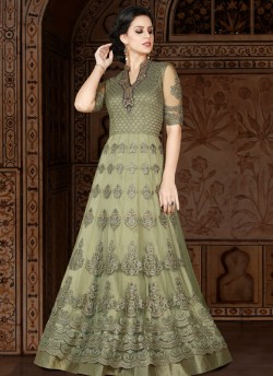 Green Net Floor Length Anarkali Suit  5408 By Swagat NX