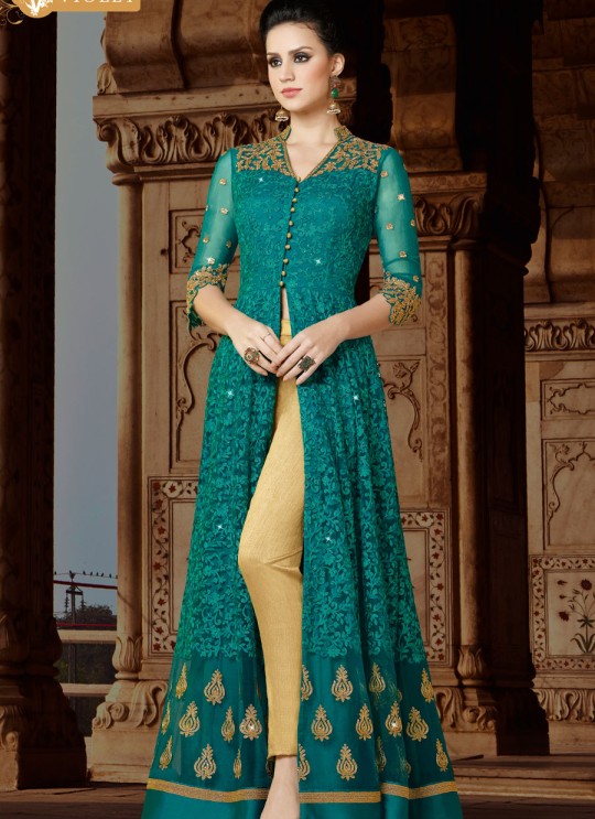 Blue Net Gown Style Suit 5411 By Swagat NX Blue Net Gown Style Suit 5411 By Swagat NX