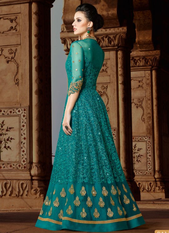 Blue Net Gown Style Suit  5411 By Swagat NX