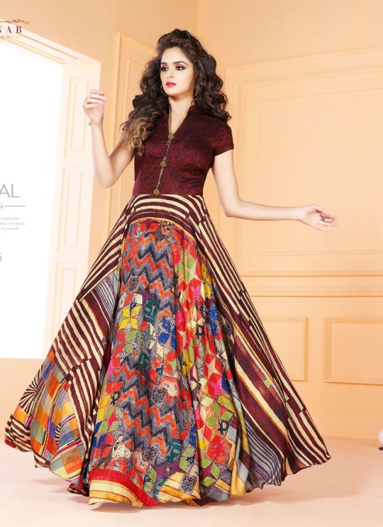 Multicolor Art Silk Gown Style Suit  5505 By Swagat NX
