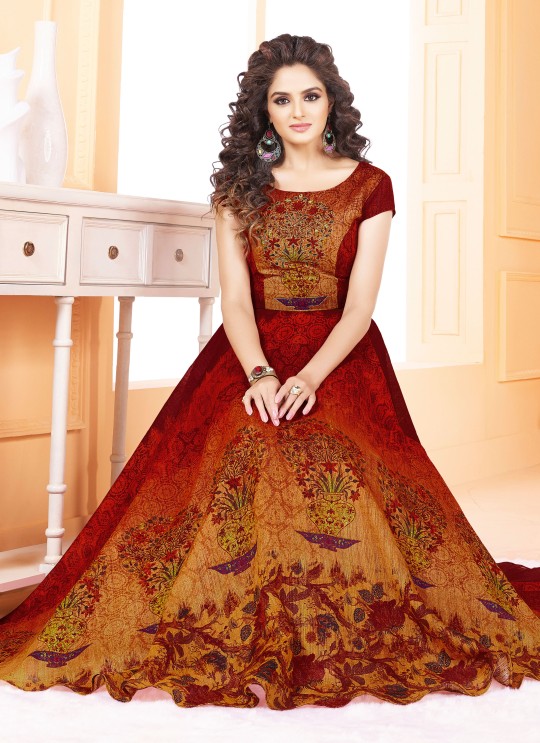Multicolor Art Silk Gown Style Suit  5507 By Swagat NX