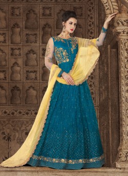 Blue Net Floor Length Anarkali Suit  5606 By Swagat NX