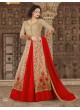 Red, Gold Net Pant Style Suit  5609 By Swagat NX