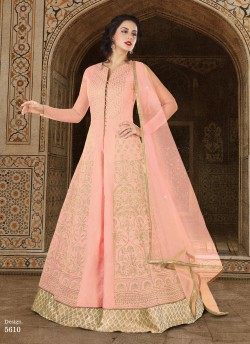 Peach Silk Floor Length Suit  5610 By Swagat NX