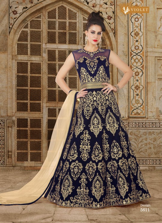 Blue Velvet Gown Style Suit  5611 By Swagat NX
