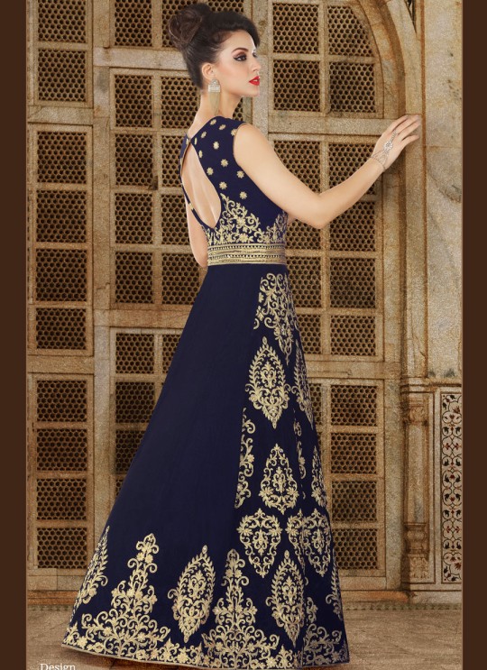 Blue Velvet Gown Style Suit  5611 By Swagat NX