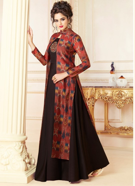 Brown Chanderi Gown Style Suit  5701 By Swagat NX