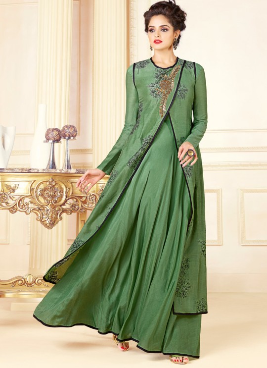 Green Art Silk Gown Style Suit  5704 By Swagat NX
