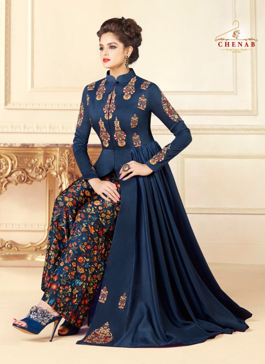 Blue Art Silk Gown Style Suit  5708 By Swagat NX