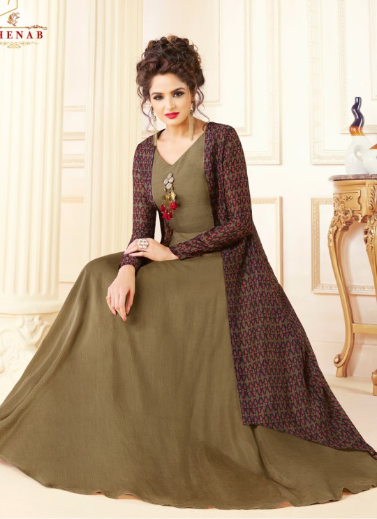 Brown Chanderi Gown Style Suit  5709 By Swagat NX