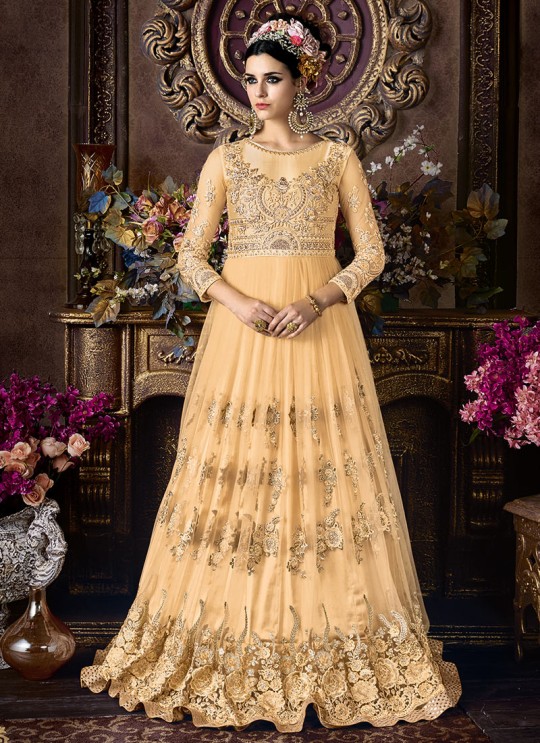 Yellow Net Gown Style Anarkali Sybella-106