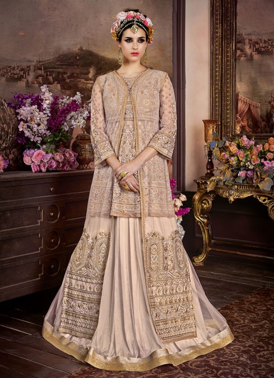 Pink Net Jacket Style Anarkali Sybella-108 Pink Net Jacket Style Anarkali Sybella-108
