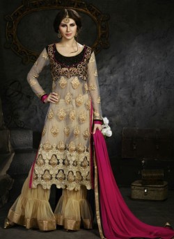 Beige Net Palazzo Suit Sybella-14