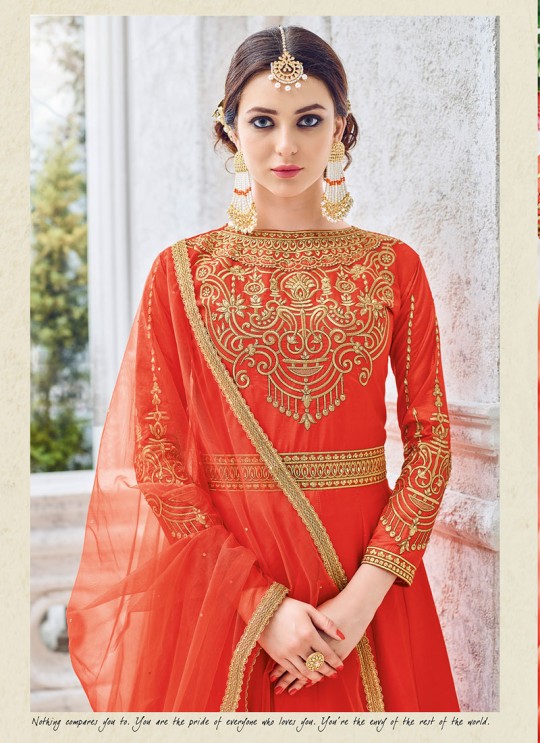 Orange Silk Floor Length Anarkali Sybella-204 Orange Silk Floor Length Anarkali Sybella-204