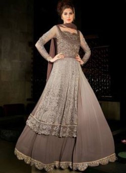 Peach Net Floor Length Anarkali Sybella-29