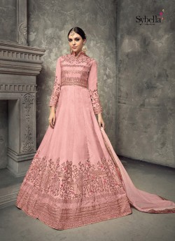 Pink Tussar Silk Floor Length Anarkali Sybella-404